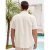 Men's Cotton Linen Shirts Relaxed Fit Short Sleeve Beach Button Down Shirt Button Up Pleats Guayabera Shirts - 4 of 4