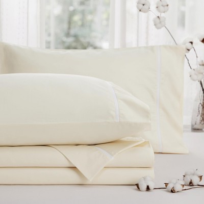 100% Cotton Sheets Set - 500 Thread Count Cotton Sateen Bedsheets, Luxury Hotel Quality, Soft & Breathable Bedsheets, 16" Deep Pocket, 4-Piece, Includ