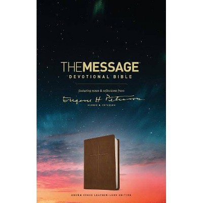 The Message Devotional Bible, Brown Cross - by  Eugene H Peterson (Leather Bound)