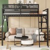 Sapphtopaz Metal Loft Bed with Storage Shelves,High Bed Frame with Ladder & Guardrail,Space-Saving Loft Bed Frame for Adults&Teen - 3 of 4