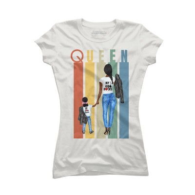 Junior's Design By Humans Mother's Day Black Mom Queen Retro Stripes By duron4 T-Shirt
