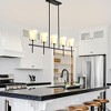 PAKOKULA Modern 5-Light Black Linear Island Chandelier with white Fabric Shades - 3 of 4