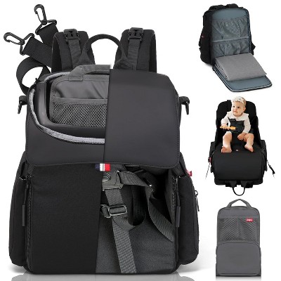 GillyGro Diaper Bag Backpack Set with In-built Booster, Roll-out Changing Pad, Organizer Insert, Extra Shoulder Strap