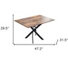 HomeRoots 47" Brown and Black Wood and Metal Cross Leg Base Dining Table - 3 of 4