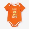 PATPAT  3 Pieces Lion Print Baby Set'Little Loud' Onesie Romper Jumpsuits & Bib Baby Gifts - 2 of 4