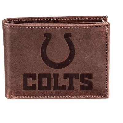 Evergreen NFL Indianapolis Colts Brown Leather Bifold Wallet Officially Licensed with Gift Box