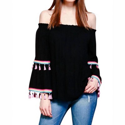 Women's Tassel Off The Shoulder Top - Velzera