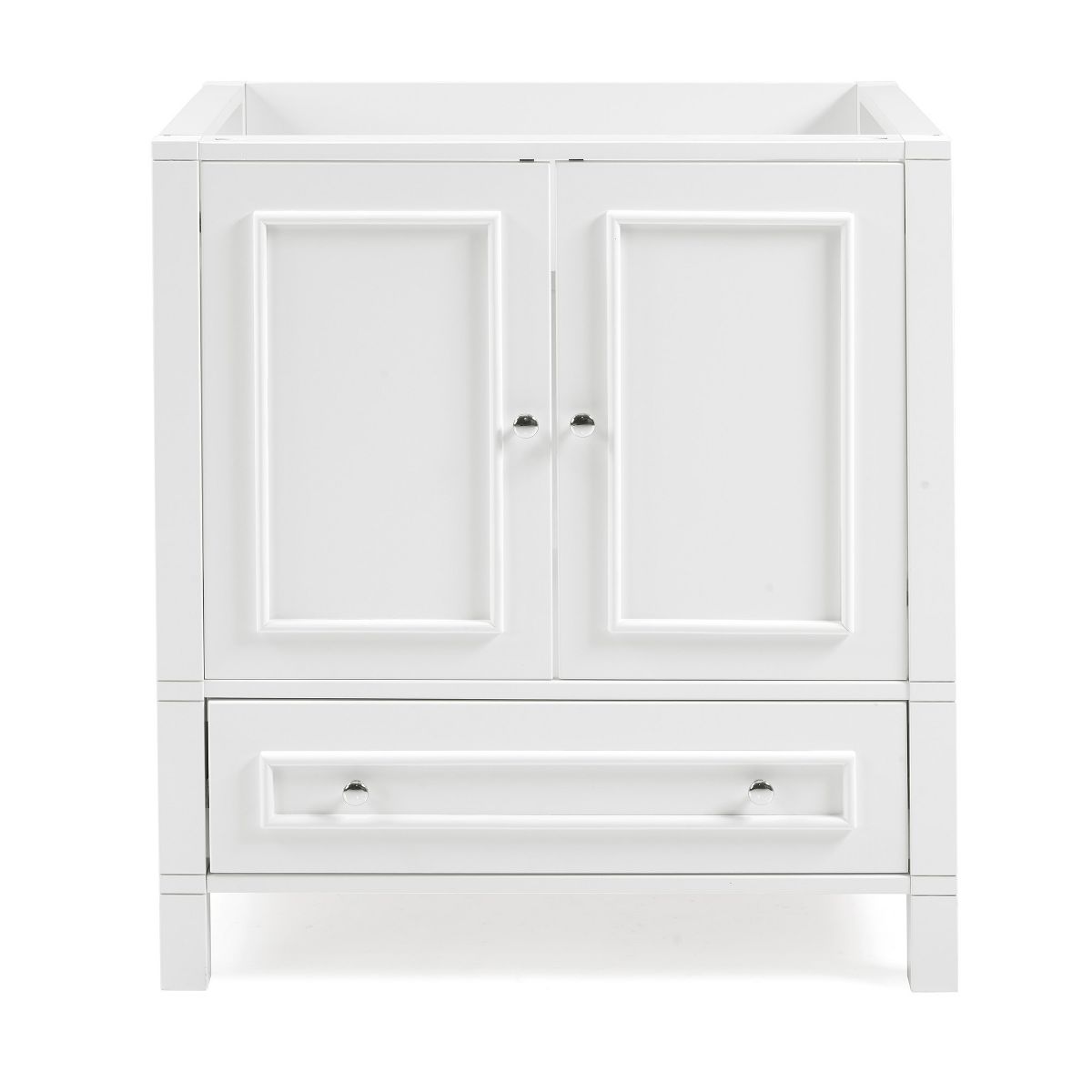 Alaterre Furniture Williamsburg Bathroom Vanity, Freestanding Cabinet Without Sink, Wood Vanity with Soft-Close Doors, White