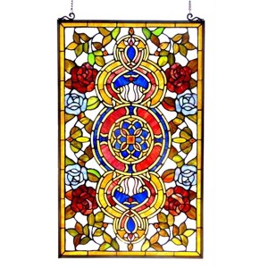Chloe Lighting Eureka Sonaratiffany-Glass Victorian Window Panel 20x32 - 1 of 4