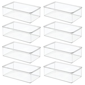 mDesign Plastic Playroom/Gaming Storage Organizer Box, Hinge Lid, 8 Pack, Clear, USA Made - 1 of 4
