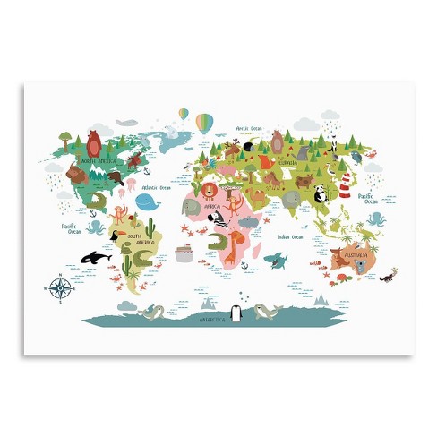 Americanflat Animals World Map By Nuada 11 X14 Target