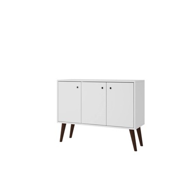 Bromma Buffet Stand White - Manhattan Comfort: Modern Credenza, 3-Door Storage, Dining Room Sideboard