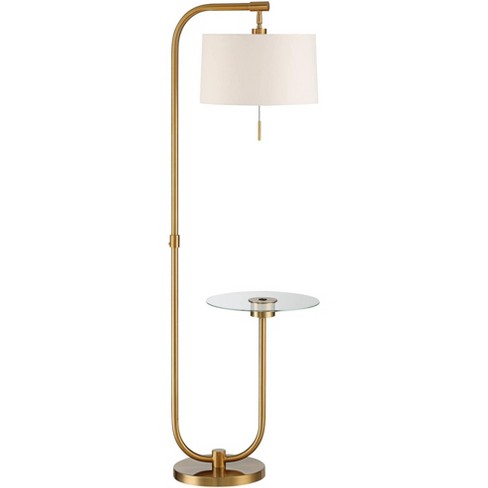 Possini Euro Design Modern Floor Lamp, Floor Lamp With Table Antique Brass