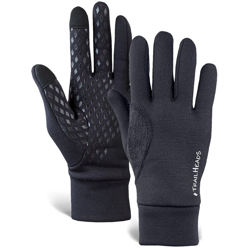 TrailHeads Men’s Running Gloves - Touchscreen with Anti-slip Grip - Lightweight & Moisture Wicking - Black - Small