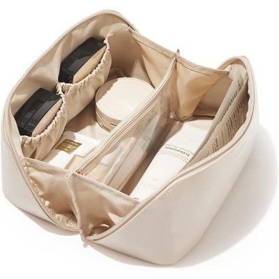 Paaaawaters Travel Makeup Bag,Large Capacity Cosmetic Bags for Women,Waterproof Portable Pouch Open Flat Toiletry Bag