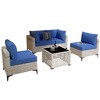 XIZZI 5PCS Furniture Set, Rattan Modular Sectional Sofa, Outside Coversation Set with Solar Coffee Table for Porch Balcony Backyard Poolside - 2 of 4