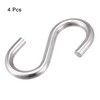 Unique Bargains Stainless Steel Kitchen Garden Bathroom S-shaped Hooks Silver 4 Pcs - 3 of 4