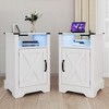 Heynemo LED Nightstand with Charging Station, Bedside Table with Storage Cabinet and Shelf, Rustic End Table for Bedroom, Living Room - 2 of 4