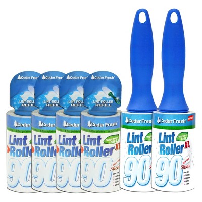 Household Essentials Set of 2 90 Sheet Cedar Fresh Lint Rollers with Replacement Sheets Blue