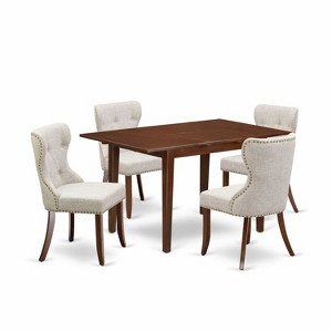 5-Piece Mahogany Finish Solid Wood Top - Rectangular Dining Room Set  Seats-4 - 1 of 4