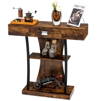 Tangkula Console Sofa Table w/ Drawer and 2-Tier Shelves for Entryway Living Room