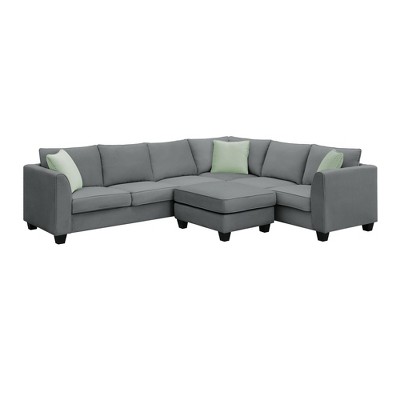 NicBex Convertible Sectional Sofa Modern Upholstered Comfy L-Shape Sofa Sets with Ottoman & 3 Pillows for Living Room,Apartment