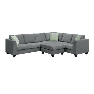 NicBex Convertible Sectional Sofa Modern Upholstered Comfy L-Shape Sofa Sets with Ottoman & 3 Pillows for Living Room,Apartment - 1 of 4