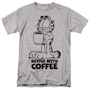 Garfield Better With Coffee Adult T-Shirt Athletic Heather - 1 of 4