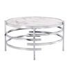 Iron 32.48'' Chrome Round Coffee Table With Sintered Stone Top&Sturdy Metal Frame Modern Coffee Table,Silver - 2 of 3