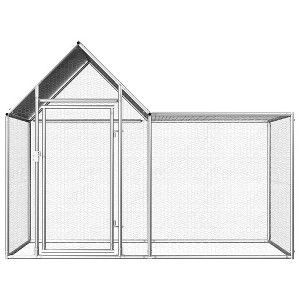 vidaXL Chicken Cage Walk-in Chicken Coop Pen Poultry Cage Galvanized Steel - 78.7" x 39.4" x 59.1" - 1 of 4