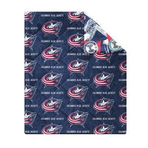 NHL Columbus Blue Jackets 50" x 60" Two Sided Plush Throw Blanket: Sports Pattern Microplush - 1 of 1