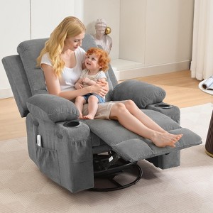 RONSHIN Multi-Function Comfort Recliner,Nursery Glider with Massage & Heat for Adults,360° Swivel Rocking Chair with Cup Holder,Compact for Bedroom - 1 of 4