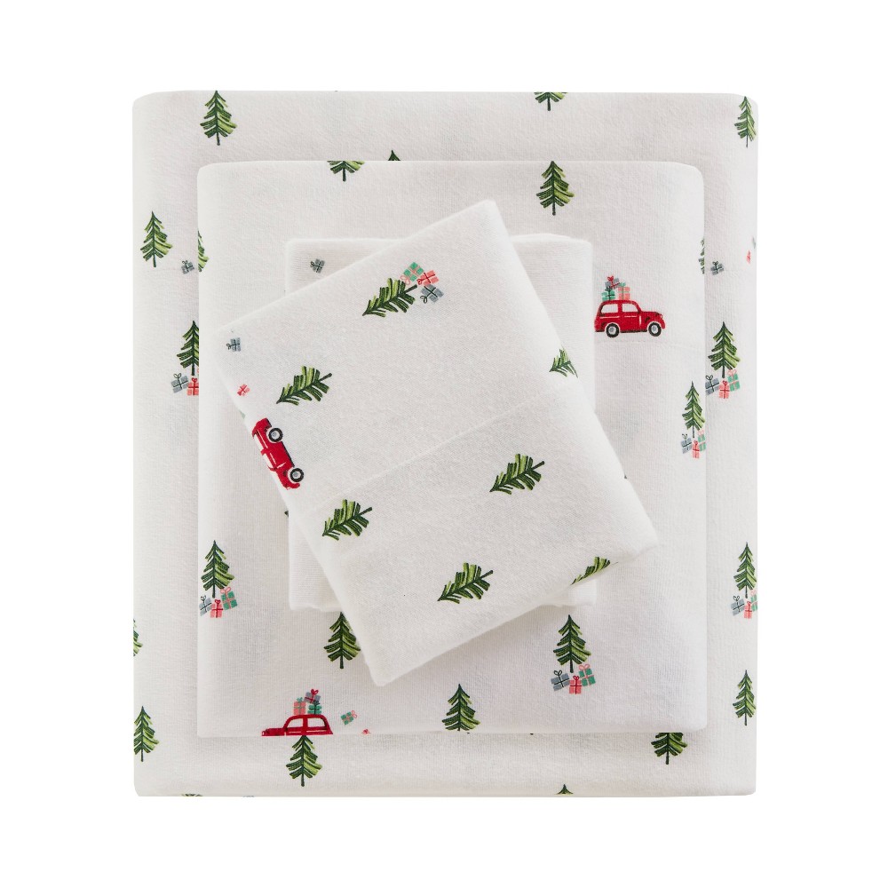 Photos - Bed Linen Queen Cotton Flannel Sheet Set Green Tree Trip - Woolrich