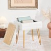 Lirago,White Velvet Vanity Stool with Storage Ottoman Footrest for Bedroom & Living Room - 3 of 4