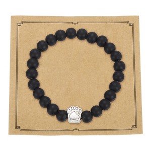 Unique Bargains Stone Paw Print Beaded Bracelet Set Dog Mom Memorial Comfortable Daily Wear Bracelets - 1 of 4