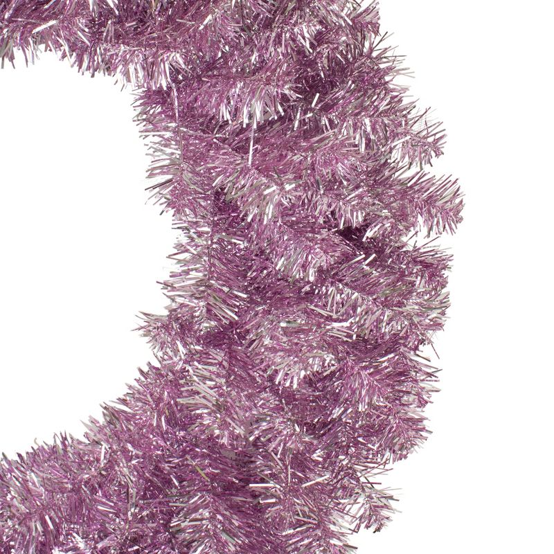 Northlight Metallic Pink Tinsel Artificial Christmas Wreath, 24-Inch, Unlit, 3 of 4