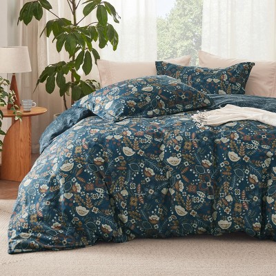 3 Pieces Reversible Striped Duvet Cover Set with Zipper Closure Bedding Set with 8 Corner Ties