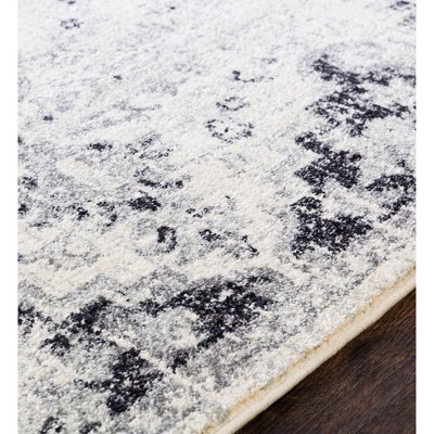Harput Black and White Rectangular Synthetic Area Rug