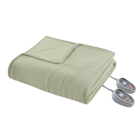 Queen Electric Heated Micro Fleece Bed Blanket Green