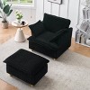 Corduroy Sofa Chair with Ottoman,Single Seat Sofa Chair for Small Spaces,Retro Corduroy Sofa Chair for Living Room or Bedroom-Coolbibila - 2 of 4