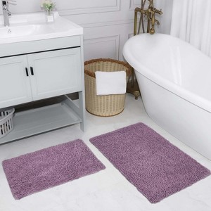 Fantasia Bath Rug Bathroom Rugs Set, Washable Rug, Extra Soft and Absorbent bath Rug, Bath Mat Set, Bath Floor Mat Non-Slip, 2 Pcs Set(M+L), Purple - 1 of 4