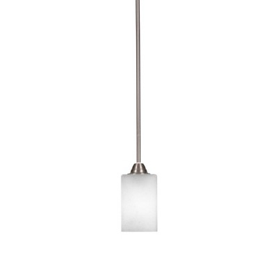 Toltec Lighting Paramount 1 - Light Pendant in  Brushed Nickel with 4" Square White Muslin Shade