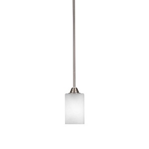 Toltec Lighting Paramount 1 - Light Pendant in  Brushed Nickel with 4" Square White Muslin Shade - 1 of 1
