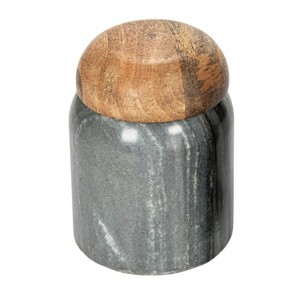 Storied Home Modern Marble Canister with Wood Lid - 1 of 4