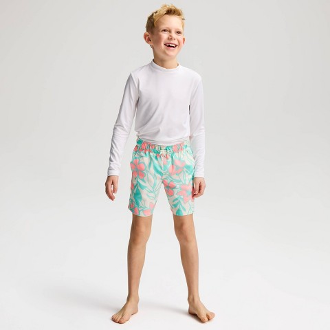 Детские купальники Cat & Jack Boys' Tropical Hibiscus Swim Trunks - Cat & Jack™ Coral/Cream/Blue L