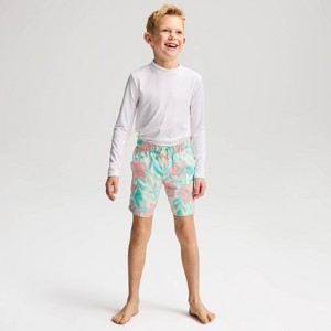 アロハキャッツ Boys' Tropical Hibiscus Swim Trunks - Cat & Jack™ Coral/Cream/Blue