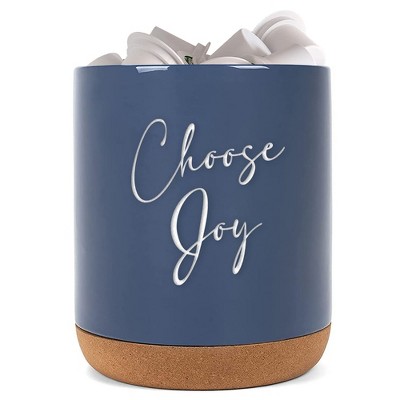 Elanze Designs Choose Joy Navy Blue X-Large Cork Bottom, Kitchen Counter, Ceramic Stoneware, Coffee, Tea and Hot Chocolate, Machine Brewing, K Capsule