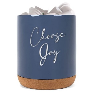 Elanze Designs Choose Joy Navy Blue X-Large Cork Bottom, Kitchen Counter, Ceramic Stoneware, Coffee, Tea and Hot Chocolate, Machine Brewing, K Capsule - 1 of 1