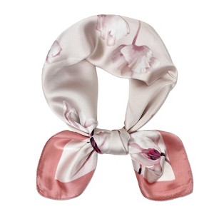 Wrapables Satin Neckerchief Square Scarf 26.5 x 26.5 Inches, Pink Magnolia - 1 of 4