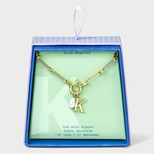 14K Gold Dipped Pearl Charm on Chain Initial Necklace - A New Day Gold - 1 of 4